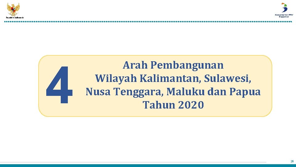 Kementerian PPN/ Bappenas Republik Indonesia 4 Arah Pembangunan Wilayah Kalimantan, Sulawesi, Nusa Tenggara, Maluku