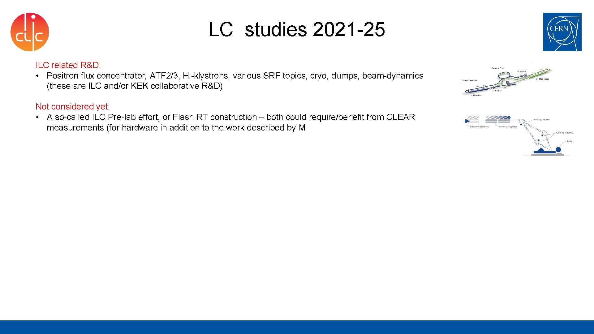 LC studies 2021 -25 ILC related R&D: • Positron flux concentrator, ATF 2/3, Hi-klystrons,