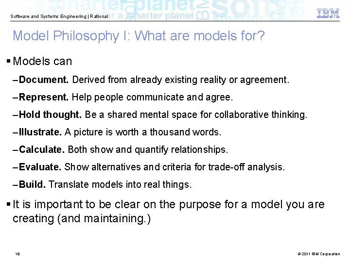 Software and Systems Engineering | Rational Model Philosophy I: What are models for? §