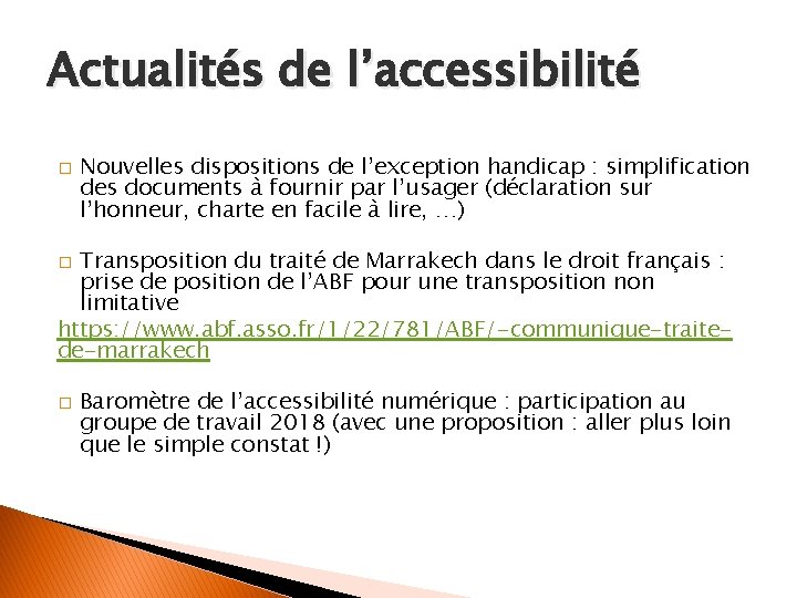 Actualités de l’accessibilité � Nouvelles dispositions de l’exception handicap : simplification des documents à