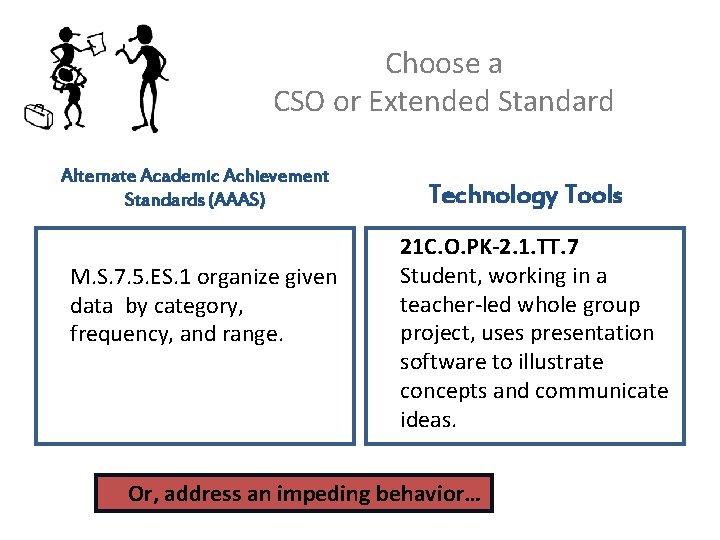 Choose a CSO or Extended Standard Alternate Academic Achievement Standards (AAAS) M. S. 7.