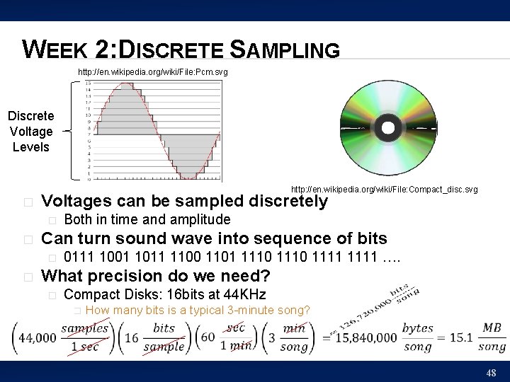 WEEK 2: DISCRETE SAMPLING http: //en. wikipedia. org/wiki/File: Pcm. svg Discrete Voltage Levels http: