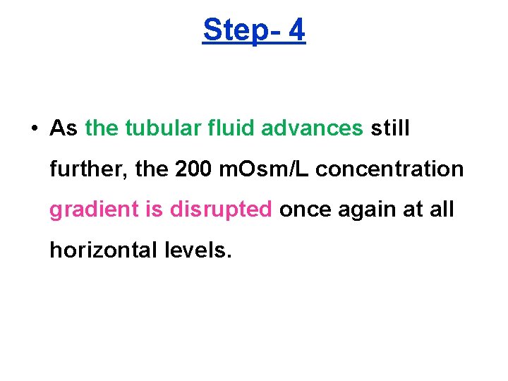 Step- 4 • As the tubular fluid advances still further, the 200 m. Osm/L