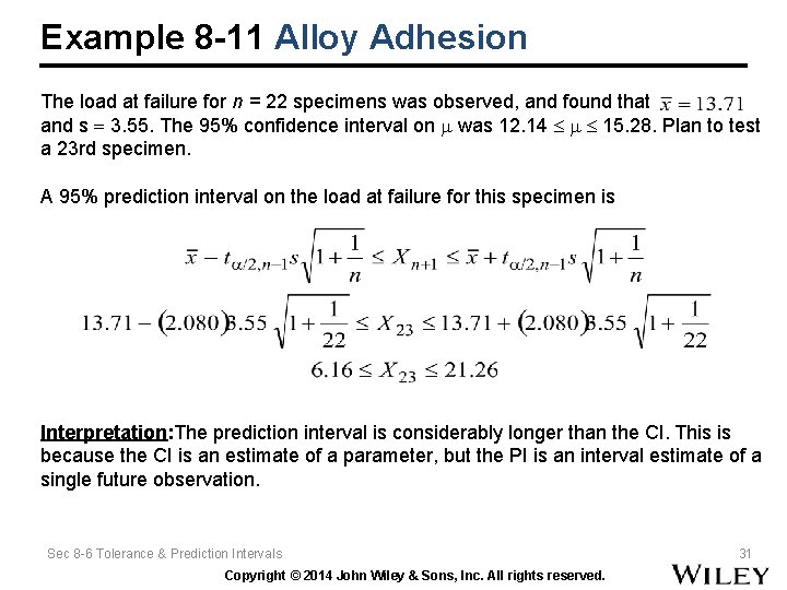 Example 8 -11 Alloy Adhesion The load at failure for n = 22 specimens