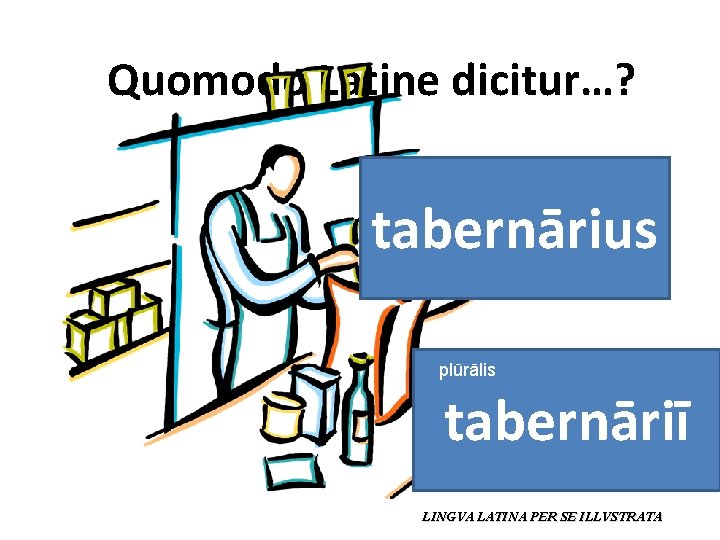 Quomodo Latine dicitur…? tabernārius plūrālis tabernāriī LINGVA LATINA PER SE ILLVSTRATA 