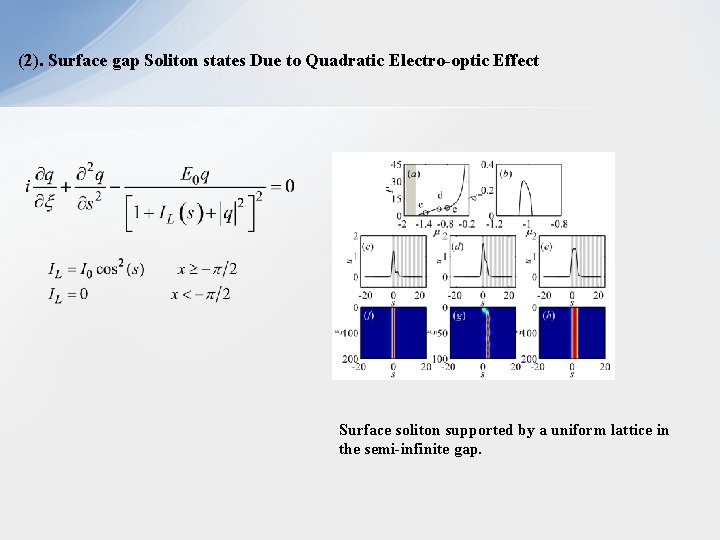 (2). Surface gap Soliton states Due to Quadratic Electro-optic Effect Surface soliton supported by