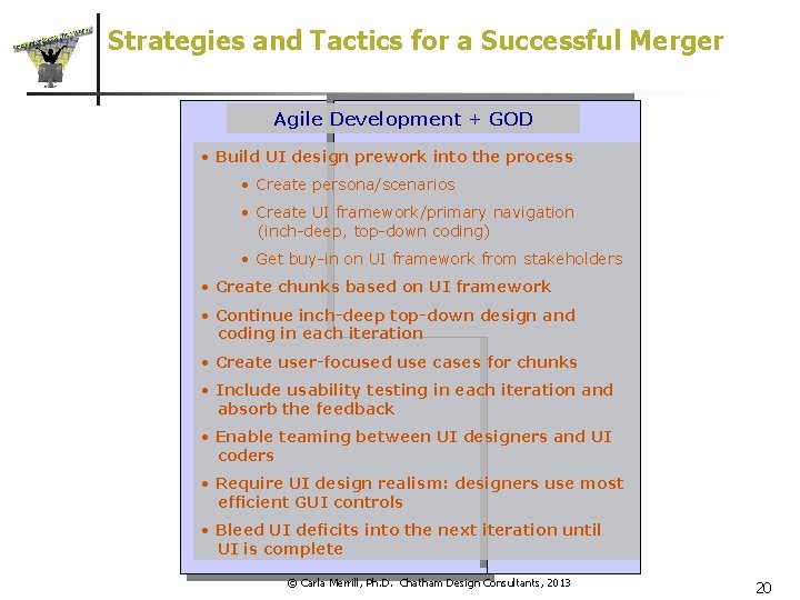 Strategies and Tactics for a Successful Merger Agile Development + GOD • Build UI