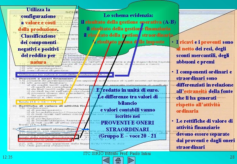 Utilizza la configurazione a valore e costi della produzione. Classificazione dei componenti negativi e