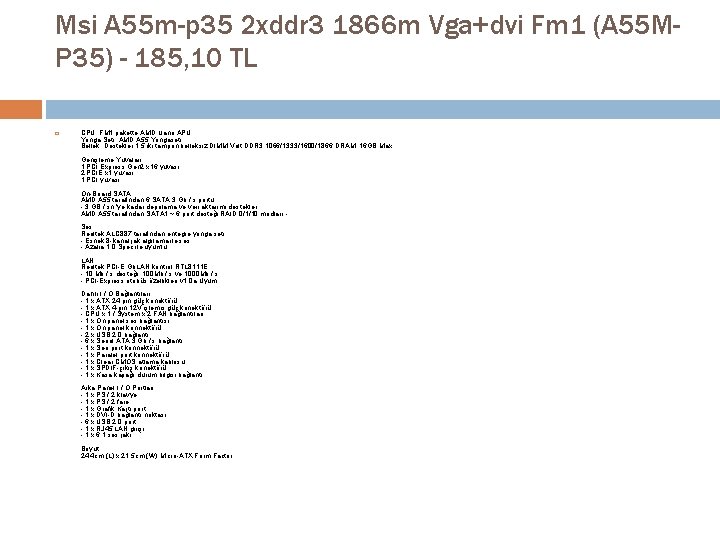 Msi A 55 m-p 35 2 xddr 3 1866 m Vga+dvi Fm 1 (A