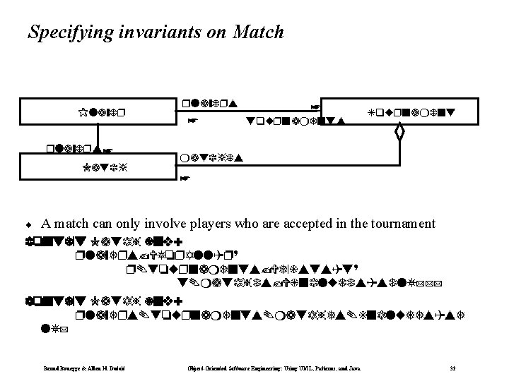 Specifying invariants on Match Player players* Match ¨ players * * to rnaments To