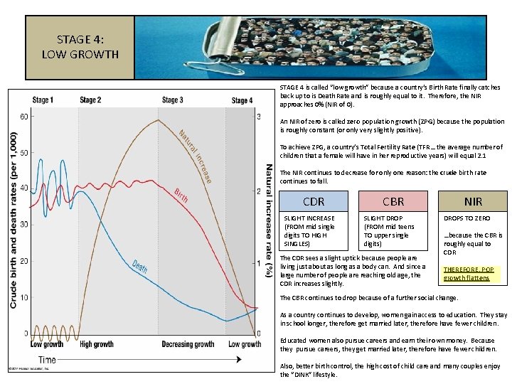 STAGE 4: LOW GROWTH STAGE 4 is called “low growth” because a country’s Birth