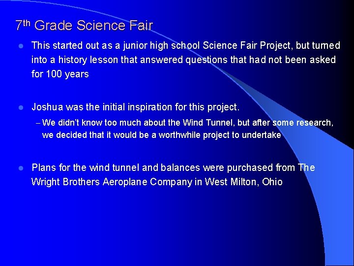 7 th Grade Science Fair l This started out as a junior high school