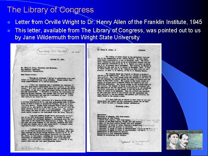 The Library of Congress Letter from Orville Wright to Dr. Henry Allen of the
