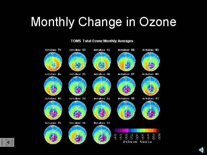 Monthly Change in Ozone TOMS Total Ozone Monthly Averages 