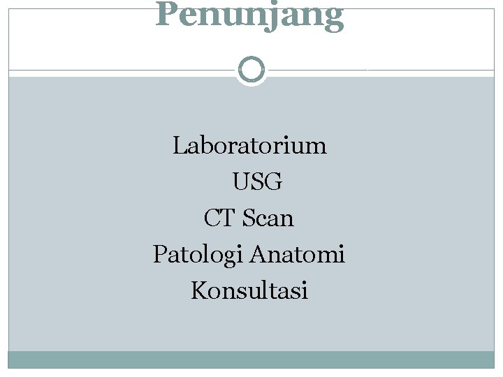 Penunjang Laboratorium USG CT Scan Patologi Anatomi Konsultasi 