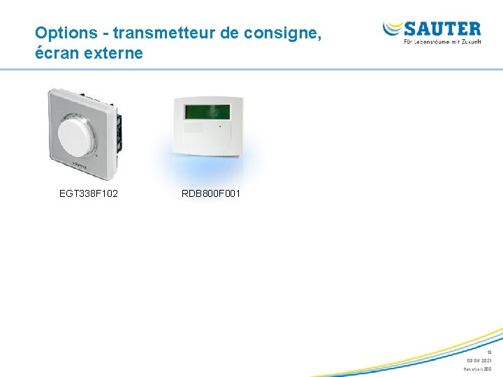 Options - transmetteur de consigne, écran externe EGT 338 F 102 RDB 800 F