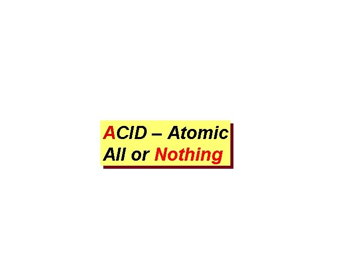 ACID – Atomic All or Nothing 