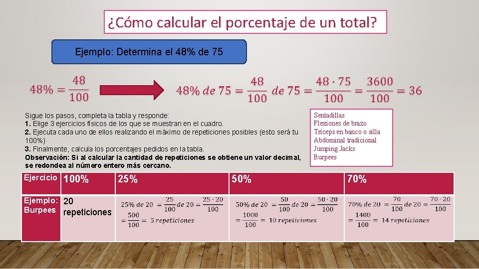 ¿Cómo calcular el porcentaje de un total? Ejemplo: Determina el 48% de 75 Sigue