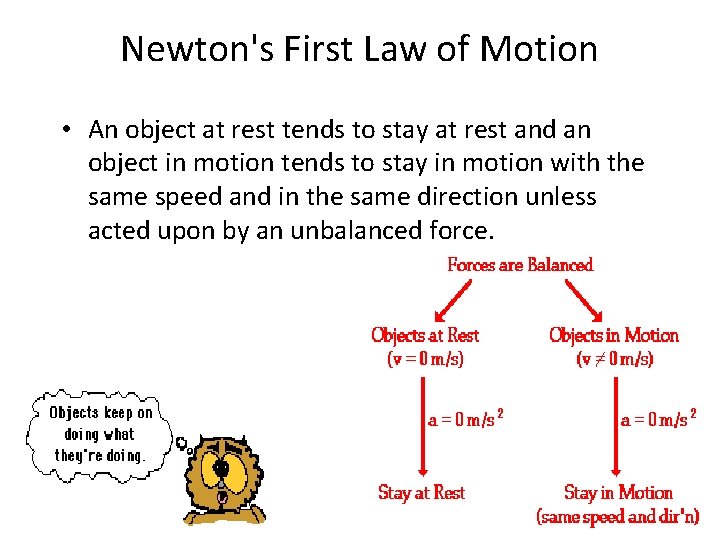 Newton's First Law of Motion • An object at rest tends to stay at