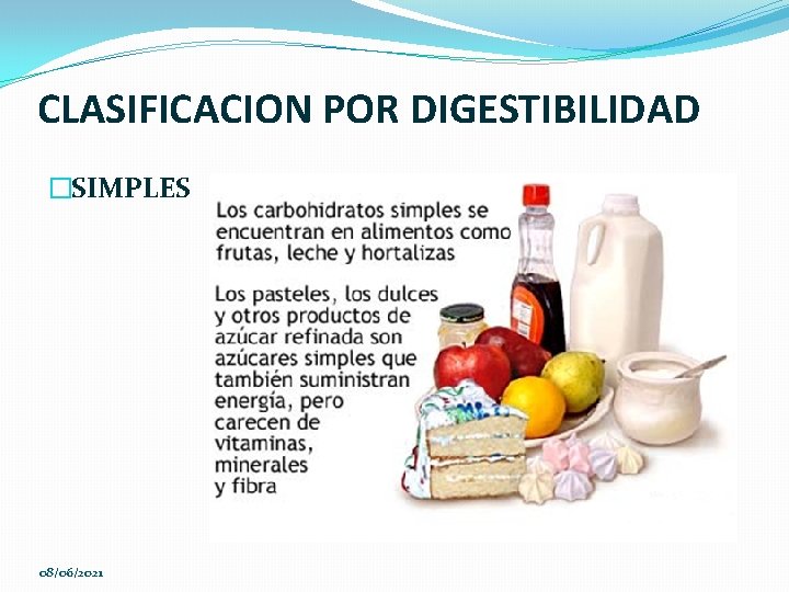 CLASIFICACION POR DIGESTIBILIDAD �SIMPLES 08/06/2021 