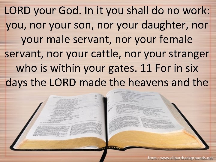 LORD your God. In it you shall do no work: you, nor your son,