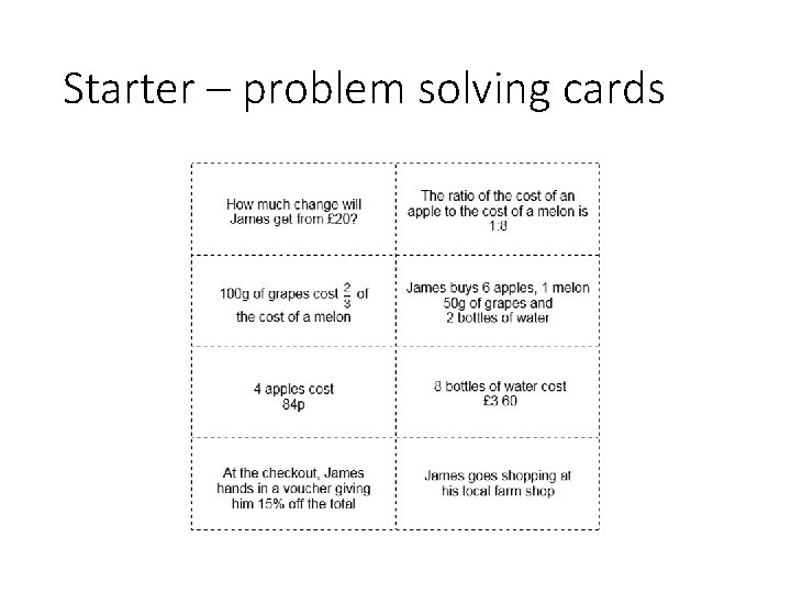 Starter – problem solving cards 