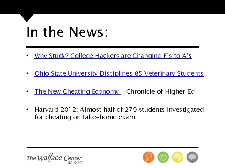 In the News: • Why Study? College Hackers are Changing F’s to A’s •