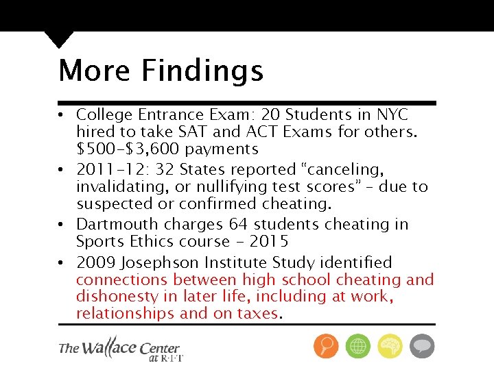More Findings • College Entrance Exam: 20 Students in NYC hired to take SAT