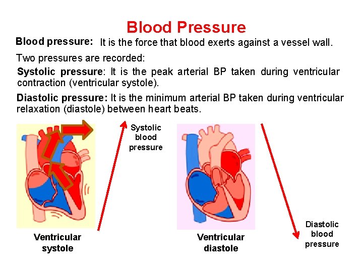 Blood Pressure Blood pressure: It is the force that blood exerts against a vessel Blood Pressure Blood pressure: It is the force that blood exerts against a vessel