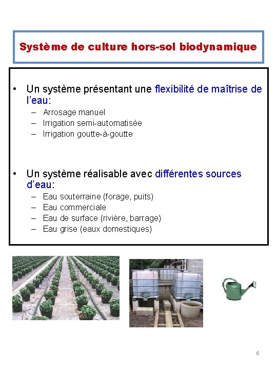 Système de culture hors-sol biodynamique • Un système présentant une flexibilité de maîtrise de