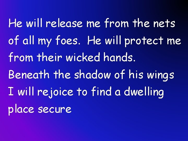 He will release me from the nets of all my foes. He will protect