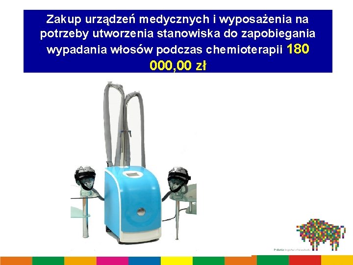 Zakup urządzeń medycznych i wyposażenia na potrzeby utworzenia stanowiska do zapobiegania wypadania włosów podczas