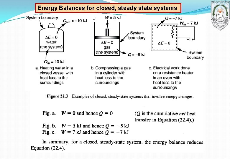 Energy Balances for closed, steady state systems Energy Balances for closed, steady state systems