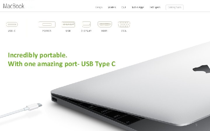 Incredibly portable. With one amazing port- USB Type C 5 