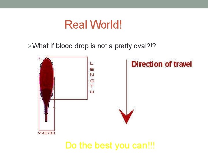 Real World! ØWhat if blood drop is not a pretty oval? !? Do the