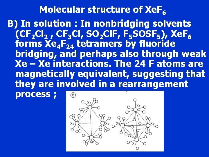 Molecular structure of Xe. F 6 B) In solution : In nonbridging solvents (CF