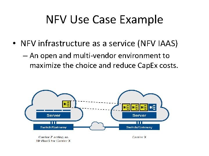 NFV Use Case Example • NFV infrastructure as a service (NFV IAAS) – An