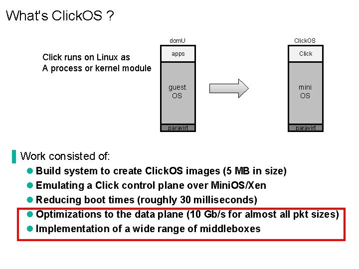 What's Click. OS ? Click runs on Linux as A process or kernel module