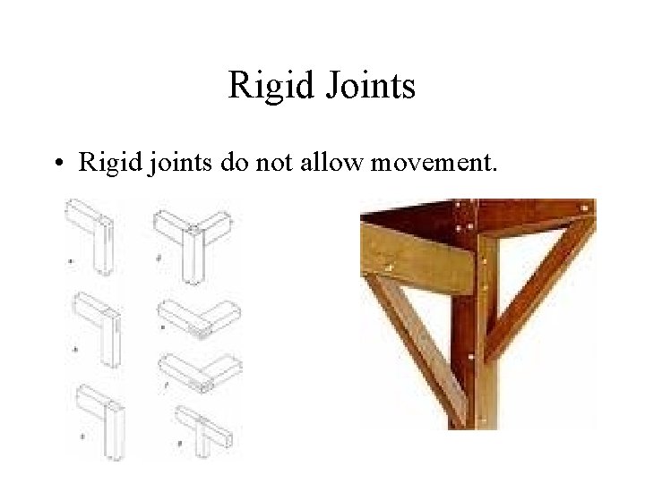 Rigid Joints • Rigid joints do not allow movement. 