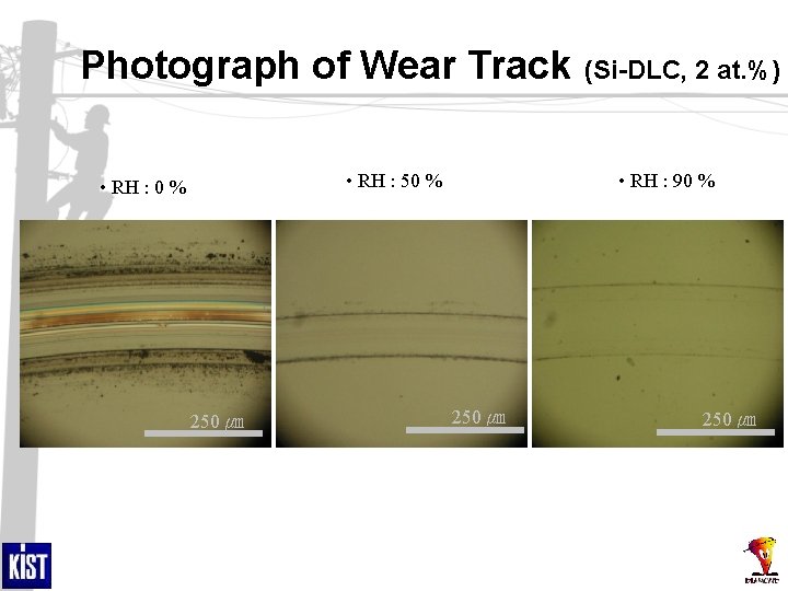 Photograph of Wear Track • RH : 50 % • RH : 0 %