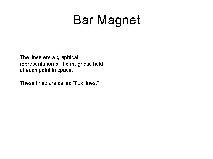 Bar Magnet The lines are a graphical representation of the magnetic field at each