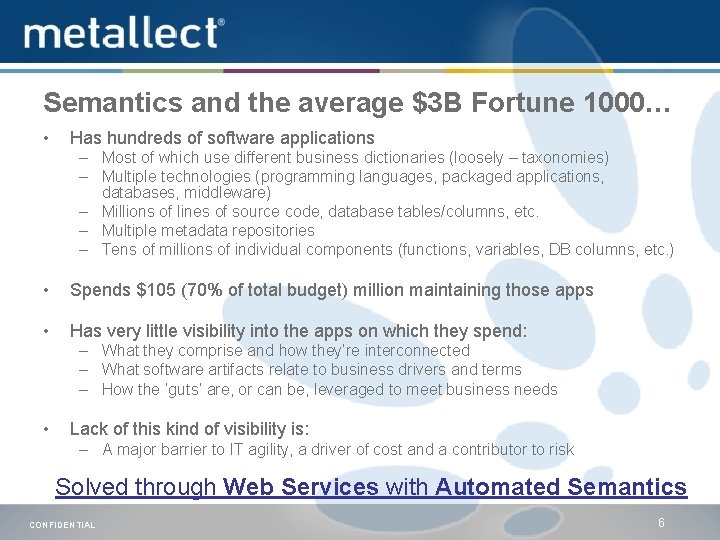 Semantics and the average $3 B Fortune 1000… • Has hundreds of software applications