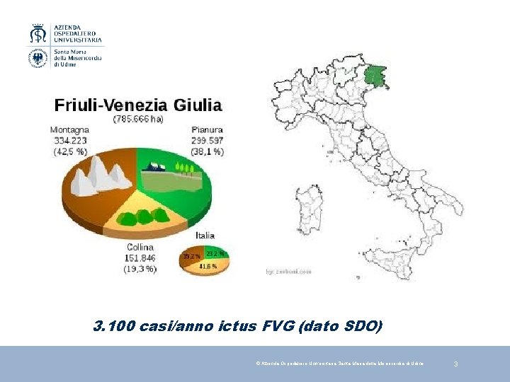 3. 100 casi/anno ictus FVG (dato SDO) © Azienda Ospedaliero-Universitaria Santa Maria della Misericordia