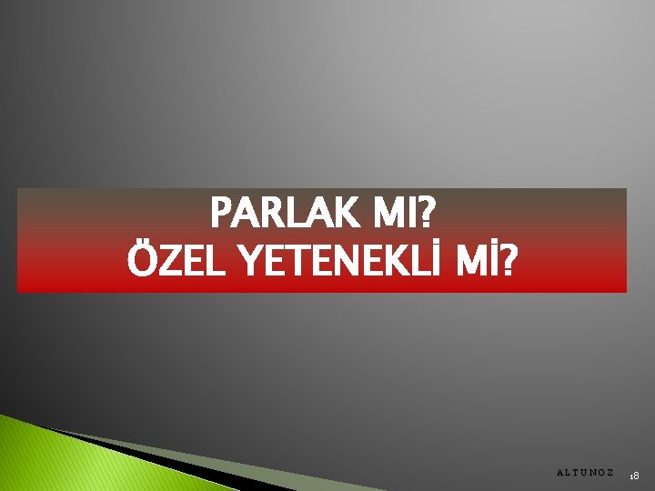 PARLAK MI? ÖZEL YETENEKLİ Mİ? ALTUNOZ 18 