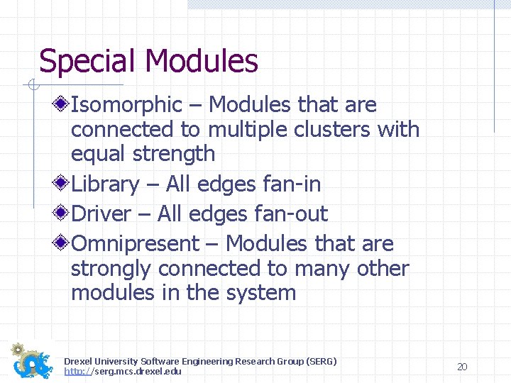 Special Modules Isomorphic – Modules that are connected to multiple clusters with equal strength
