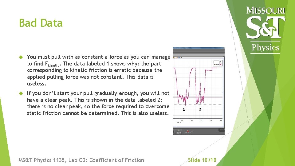 Bad Data Physics You must pull with as constant a force as you can Bad Data Physics You must pull with as constant a force as you can