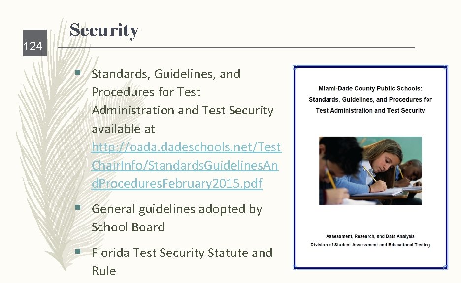 124 Security § Standards, Guidelines, and Procedures for Test Administration and Test Security available