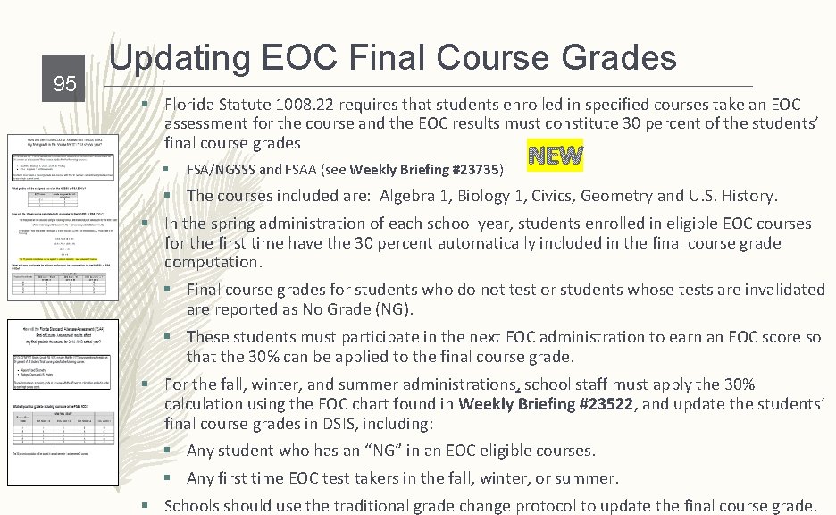 95 Updating EOC Final Course Grades § Florida Statute 1008. 22 requires that students