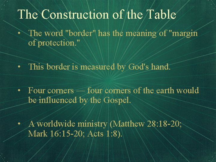 The Construction of the Table • The word "border" has the meaning of "margin