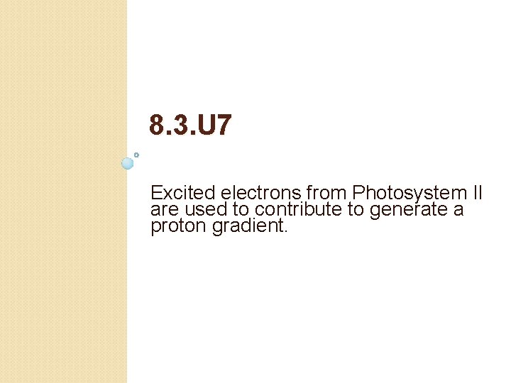 8. 3. U 7 Excited electrons from Photosystem II are used to contribute to